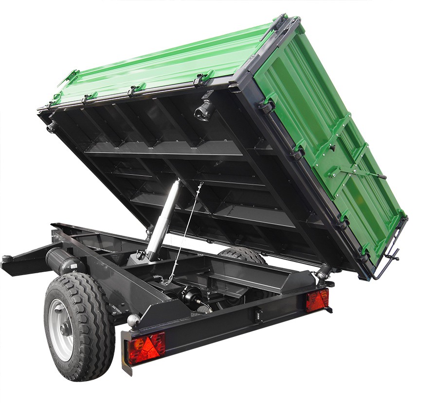 Agricultural single-axle trailers with three-way tipper